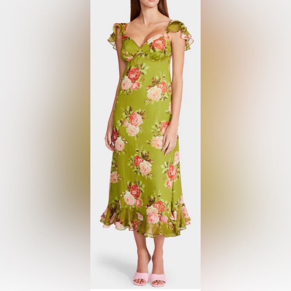 Betsey Johnson Bold Floral Bouquet Bounty Midi Dress, sz M